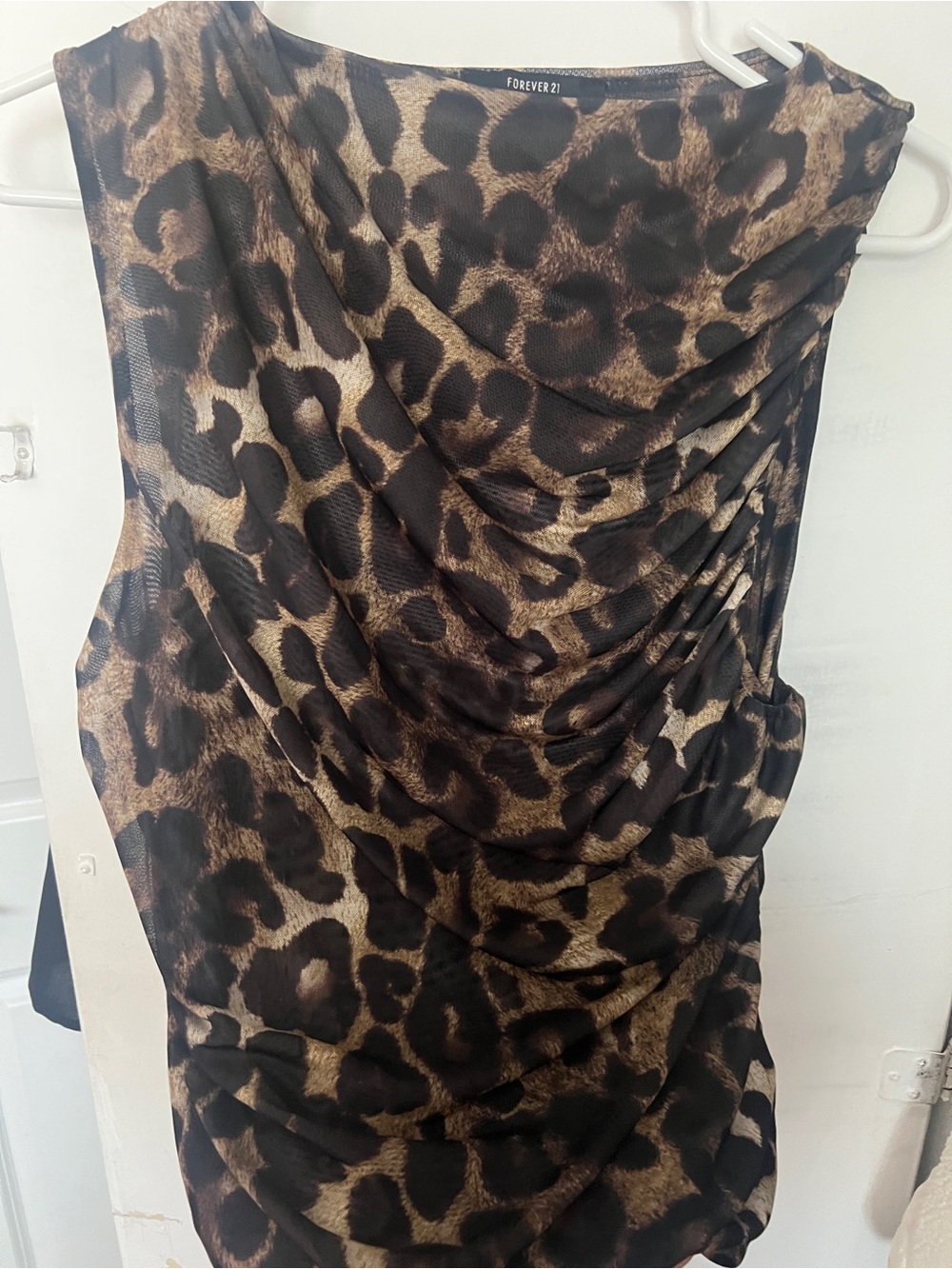 Forever 21 Brown and Black Leopard Print Draped Women’s Top